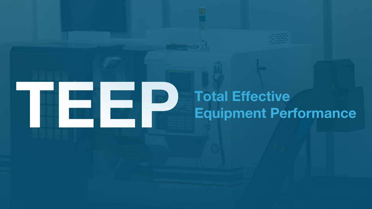 Text graphic indicating total effective equipment performance and how to calculate teep