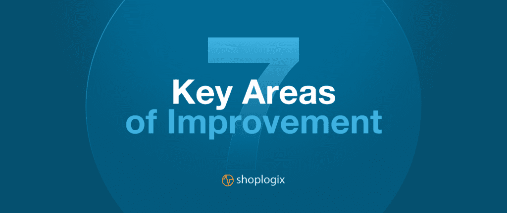 Blog post title displayed in big letters about  7 Key Areas of Improvement: Examples in Lean Manufacturing 