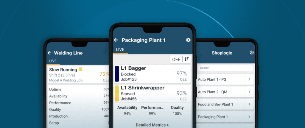 Shoplogix Screenshort Mobile View of Their Smart Manufacturing Suite