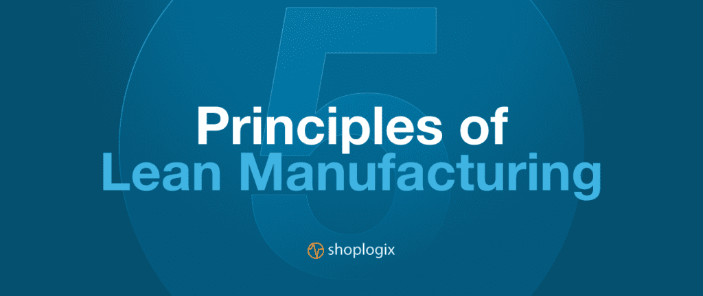 Principles of lean manufacturing on blue background: A visual representation of lean manufacturing principles on a vibrant blue backdrop.