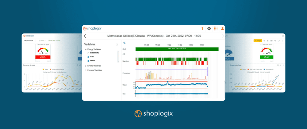 Screenshots of Shoplogix’s Smart Factory Dashboards.