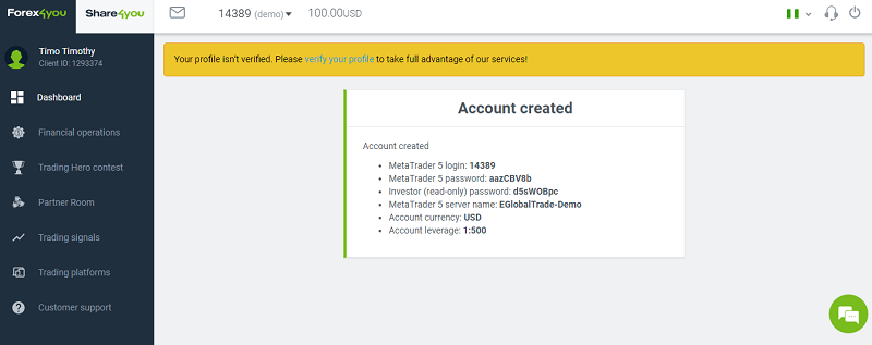demo account